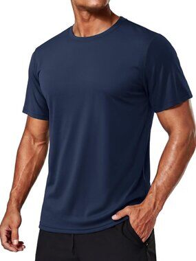 Men’s 02 Navy Quick-Dry Workout T-Shirt – Athletic Running Sun Protection